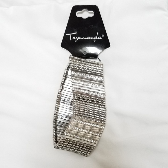 Sterling Silver Rhinestone Chain Chunky Bracelet - Picture 1 of 3